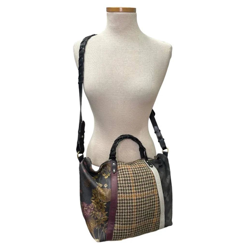 Kempton & Co Dylan Holdall Handbag Purse Harris Tweed Camo Black Peony