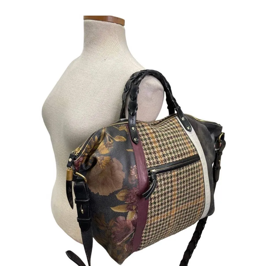 Kempton & Co Dylan Holdall Handbag Purse Harris Tweed Camo Black Peony