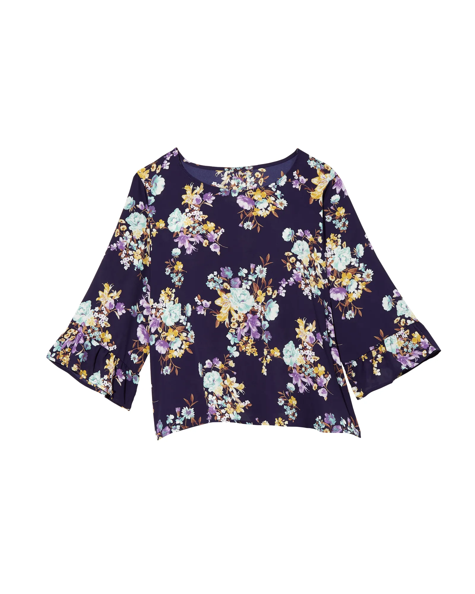 Kristol Wide Sleeve Blouse | Purple / Yellow