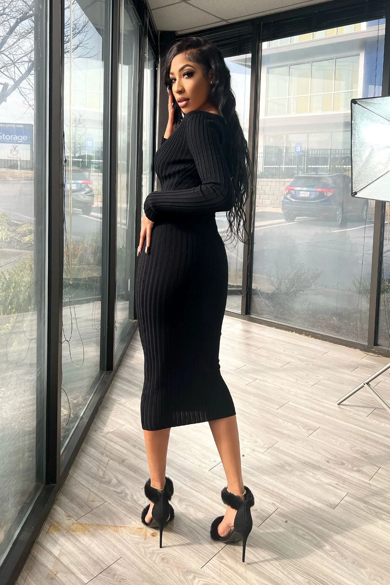 Louis Ribbed Midi Dress with Bra SET