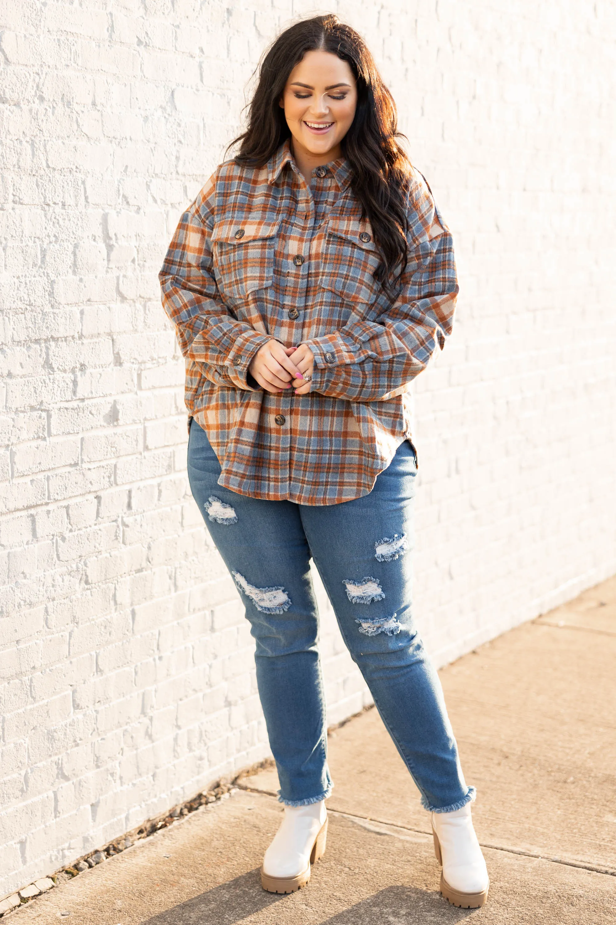 Lovely Time Shacket, Blue Multi