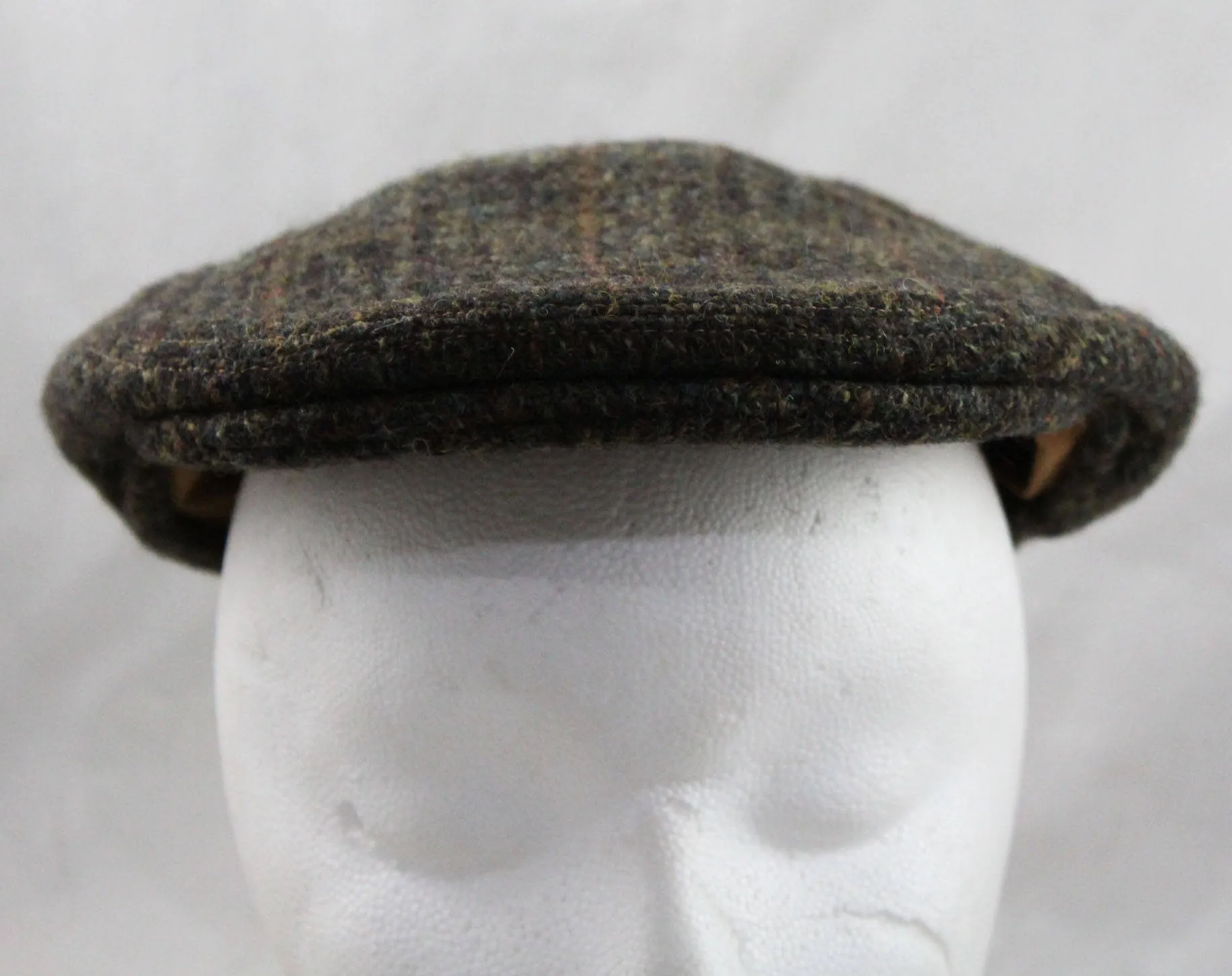 Men's Harris Tweed Newsboy Cap - British 1960s Street Style Gent's Hat - Gray Brown Green Wool - 50s 60s Rutland County Cap - 7 1/4 - 47964