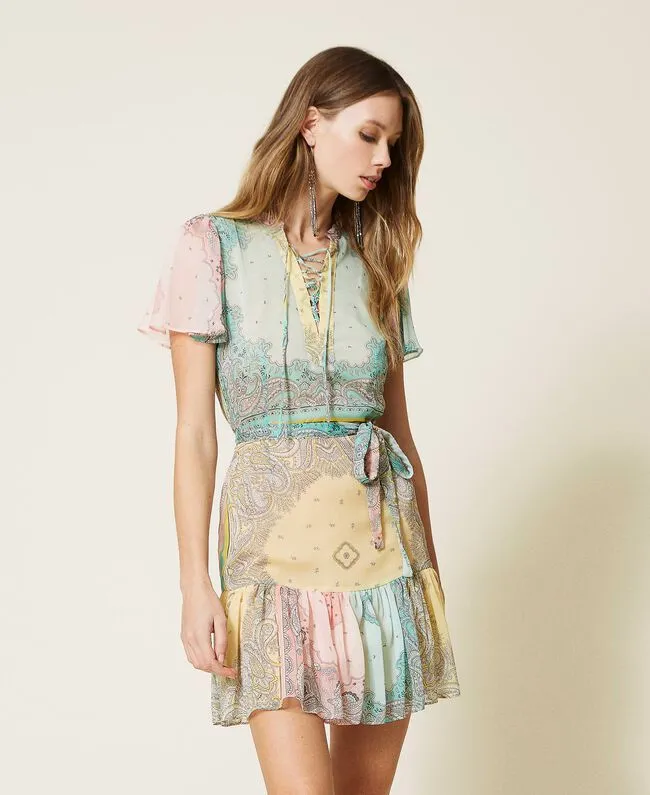 Multi pastel print mini dress