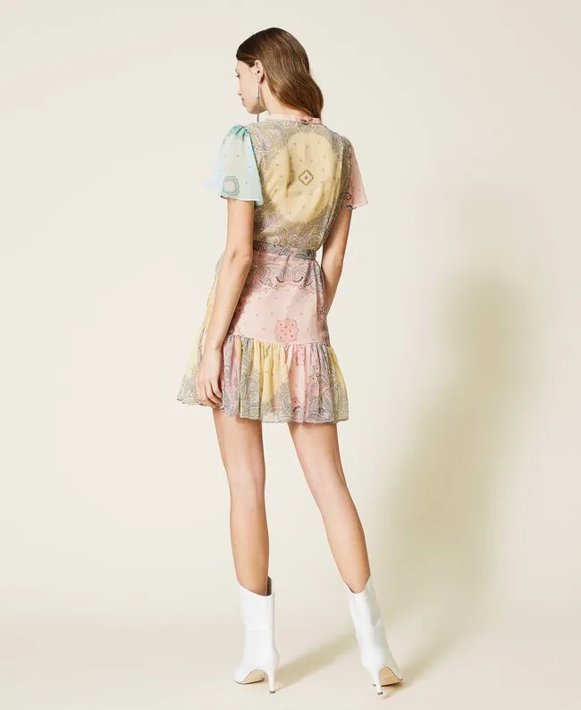 Multi pastel print mini dress