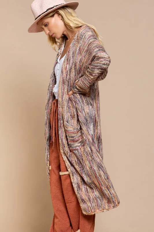 POL Long Cardigan - Orange Multi