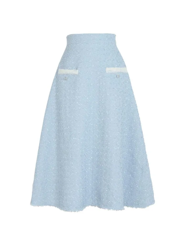 Ribbon Skirt Tweed Vest Tweed Fragrance Blue Suit Shirt