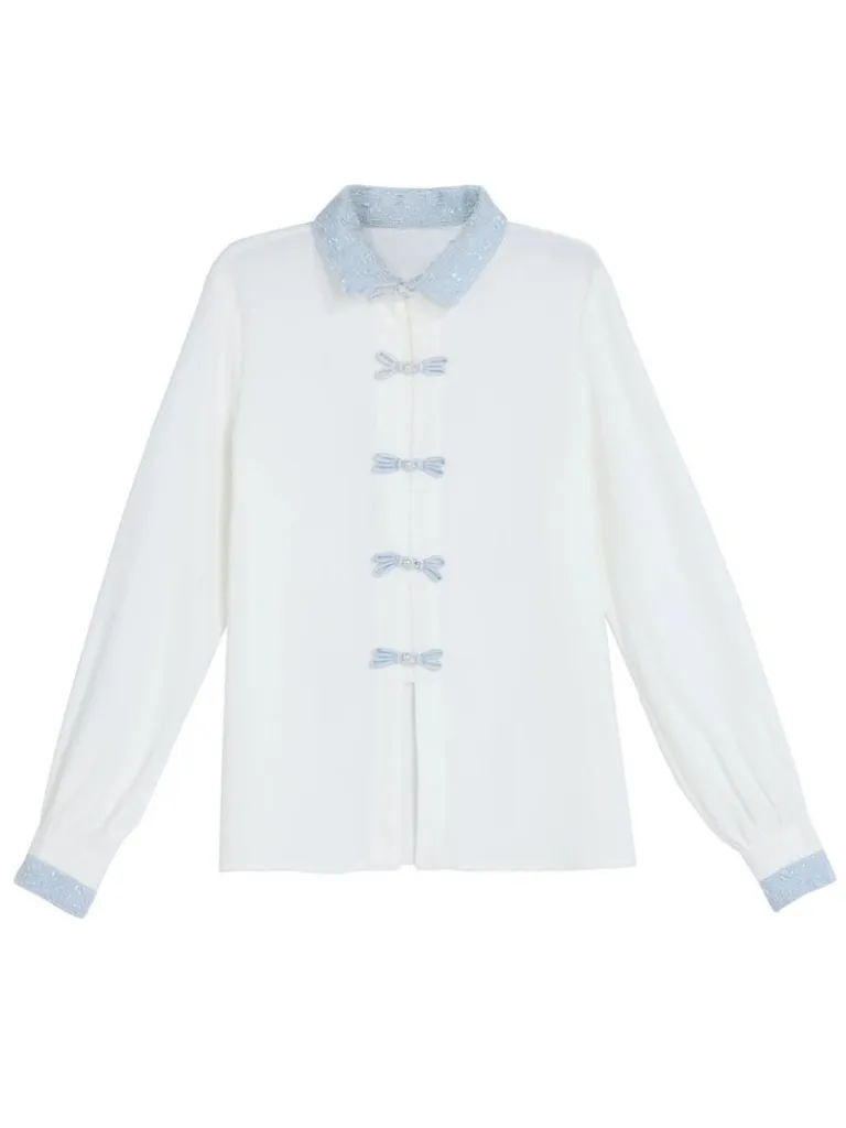 Ribbon Skirt Tweed Vest Tweed Fragrance Blue Suit Shirt