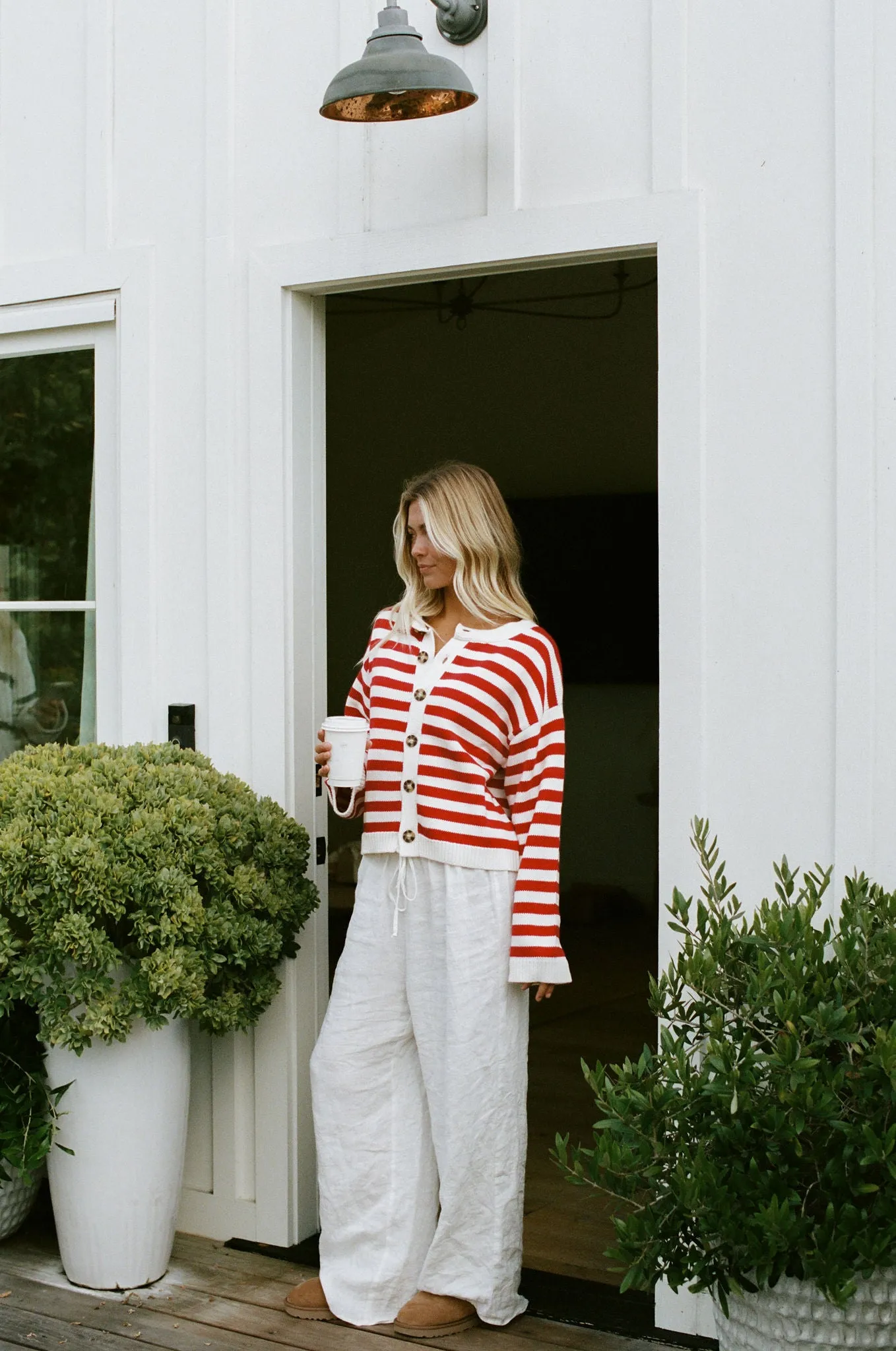 Roux Button Cropped Cardigan