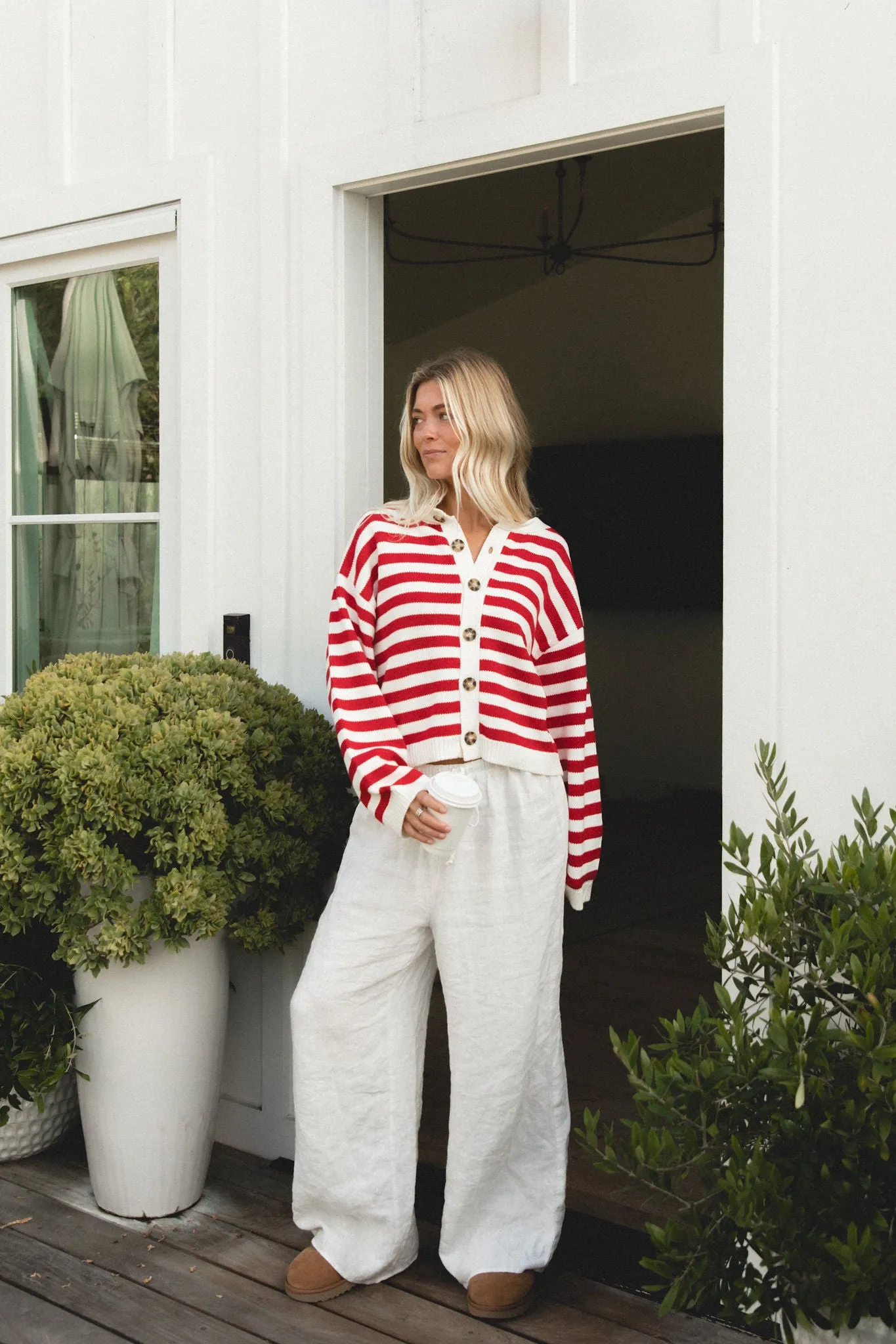 Roux Button Cropped Cardigan