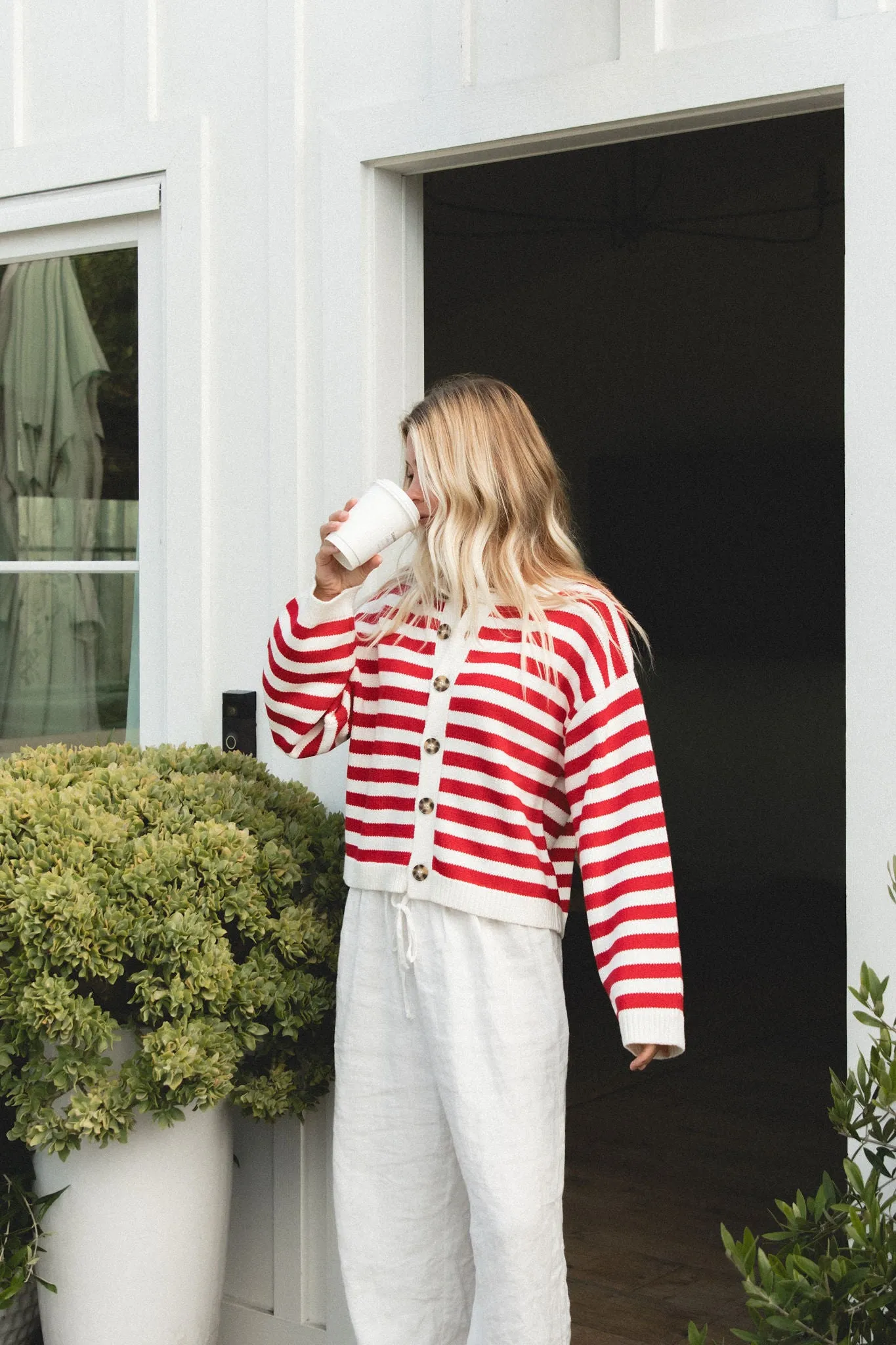 Roux Button Cropped Cardigan