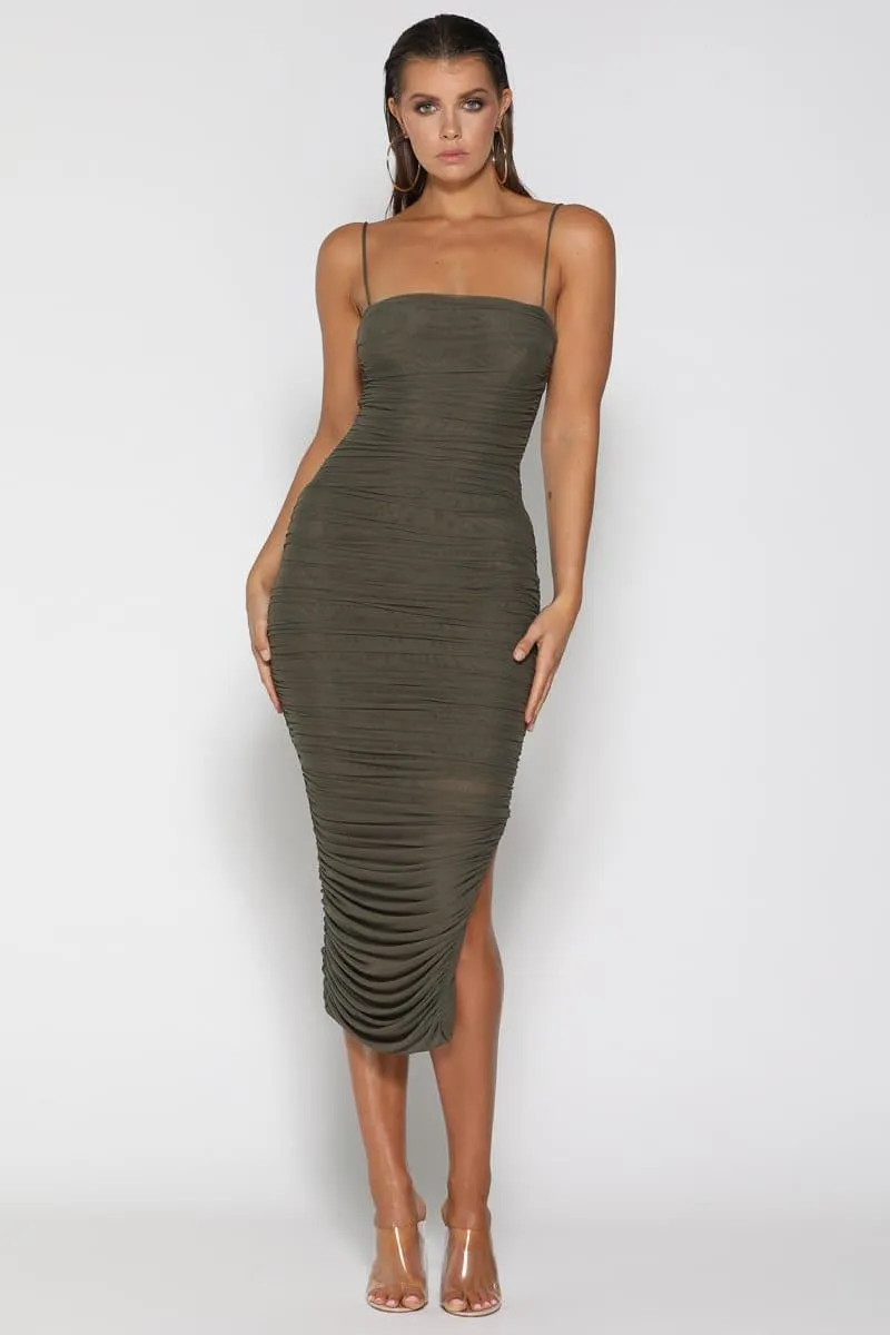 Sofia Mesh Maxi Dress - Khaki