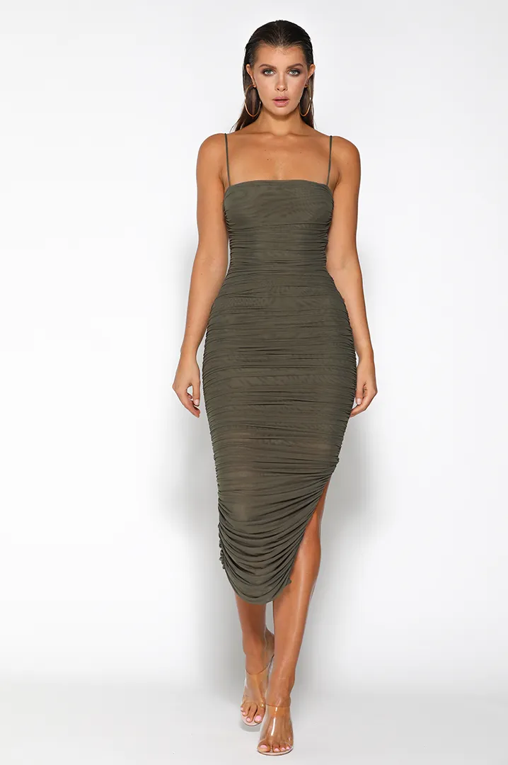 Sofia Mesh Maxi Dress - Khaki