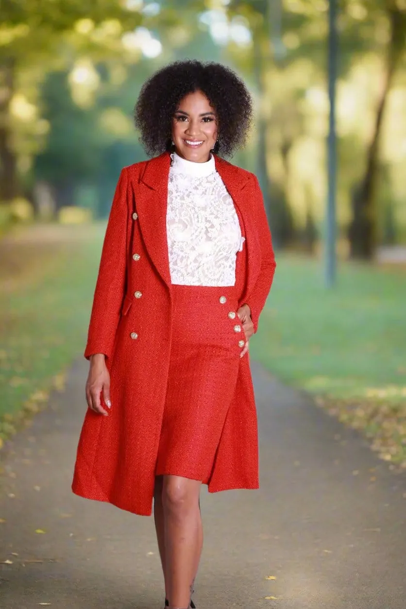 Sophia's Red Tweed Coat