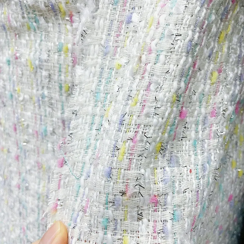 Spring and autumn bright silk yarn-dyed colorful slub fabric small fragrance suit dress fashion suit fabric