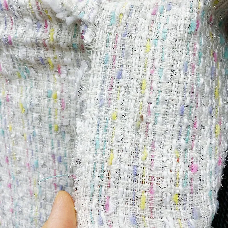 Spring and autumn bright silk yarn-dyed colorful slub fabric small fragrance suit dress fashion suit fabric
