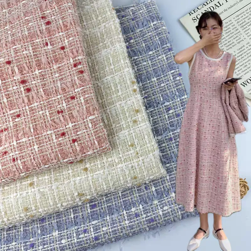 Spring butterfly yarn small fragrance fabric fine woven tweed clothing designer DIY luggage shoes and hats