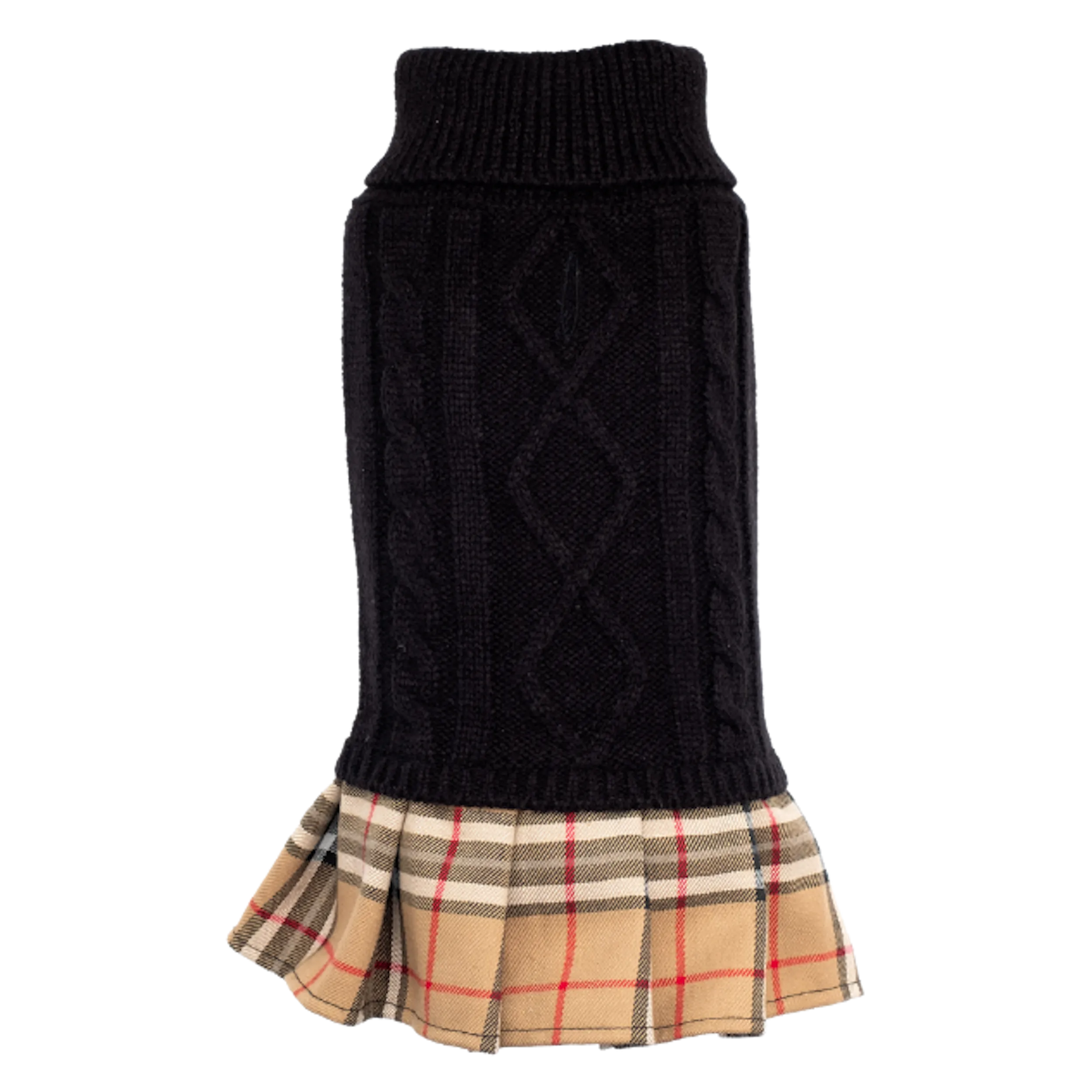 Sweater Dress | Tan Plaid