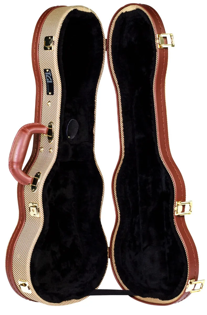 TGI Concert Ukulele Case Wooden Foundation Tweed Covering