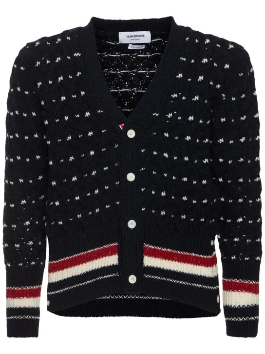 Thom Browne   All over cable stitch classic cardigan 