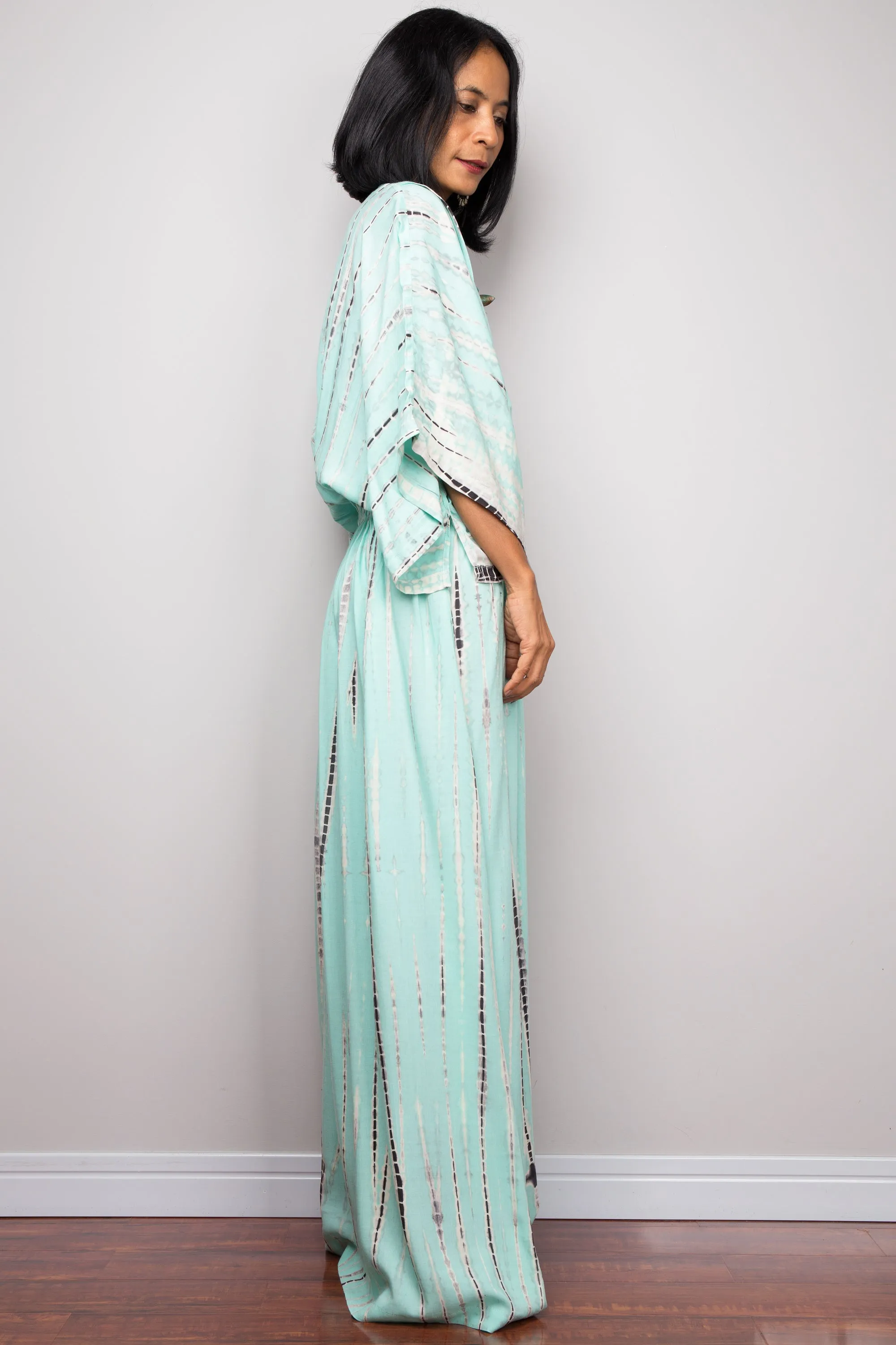 Tie dye kimono kaftan dress