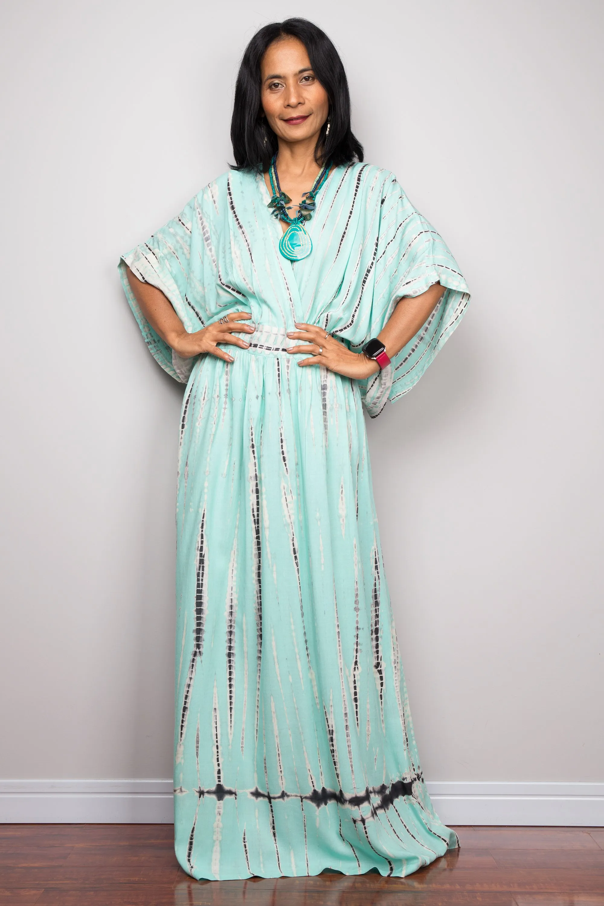 Tie dye kimono kaftan dress