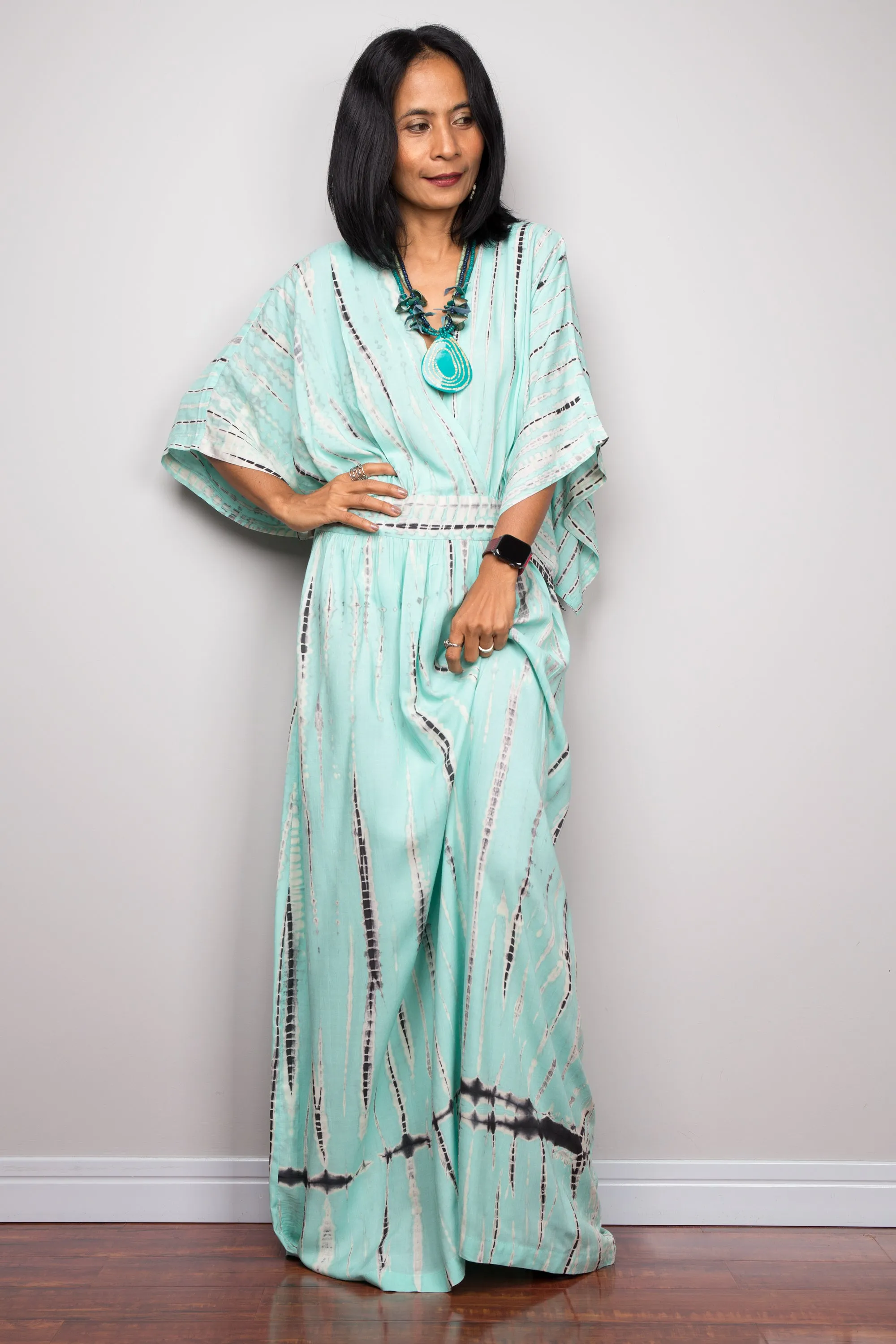 Tie dye kimono kaftan dress