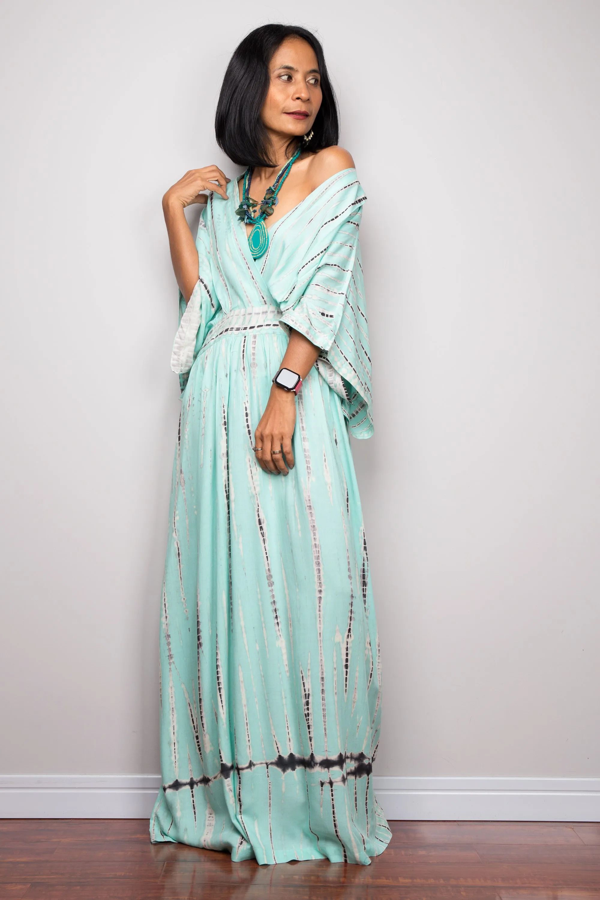 Tie dye kimono kaftan dress