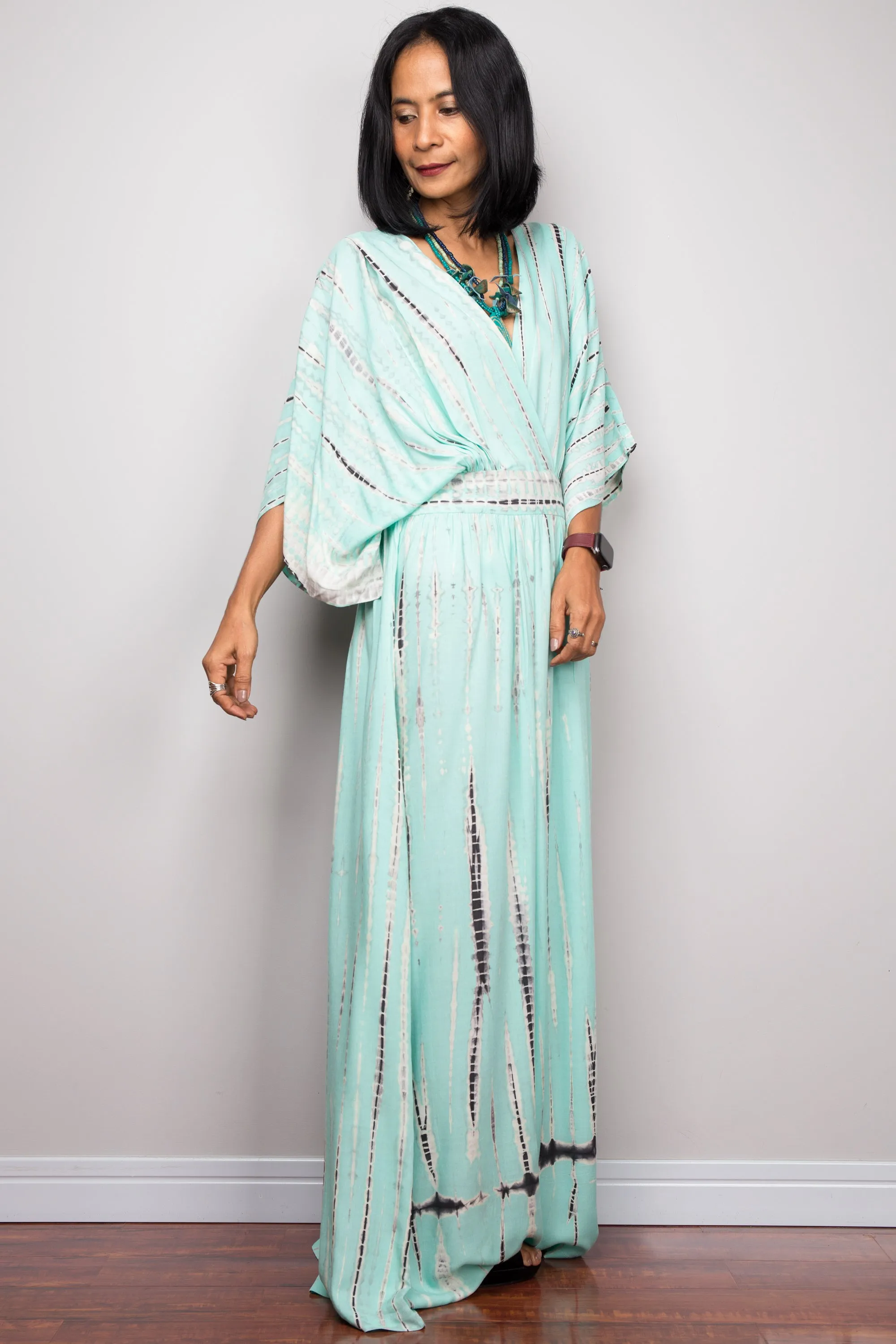 Tie dye kimono kaftan dress