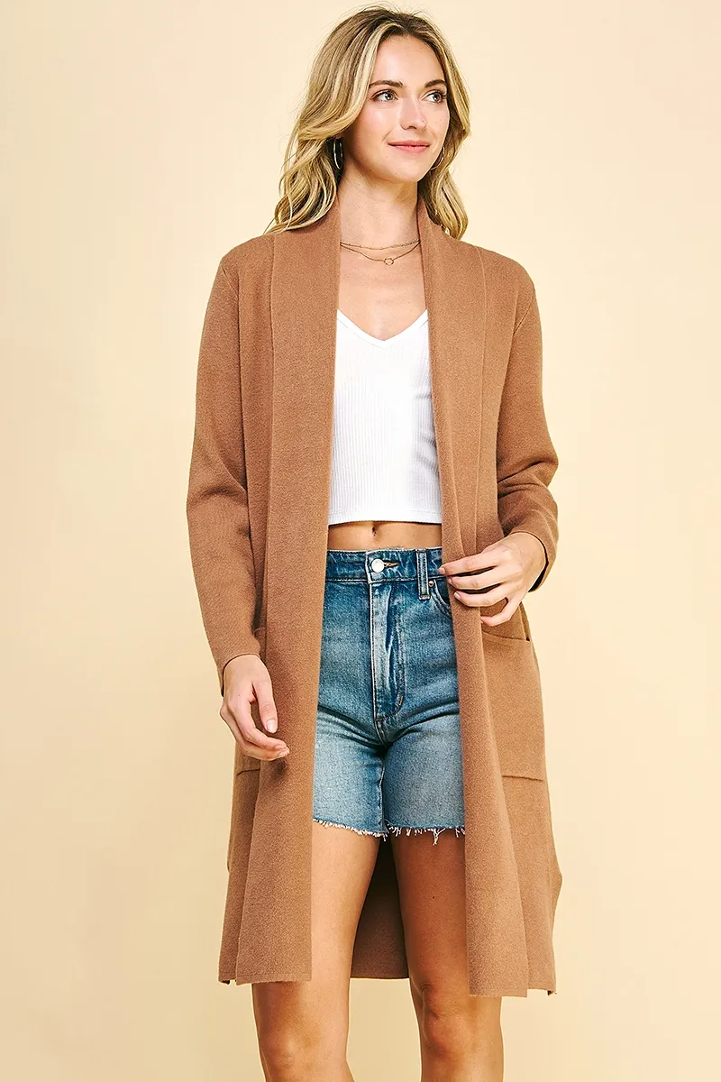 Total Comfort Open Knit Cardigan - Camel