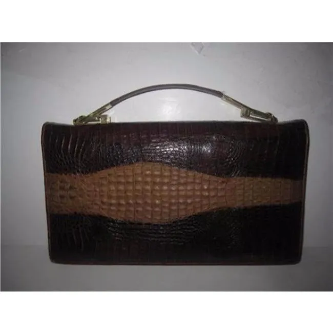 Venus Crocodile Leather Two-way Clutch in Shades of Brown