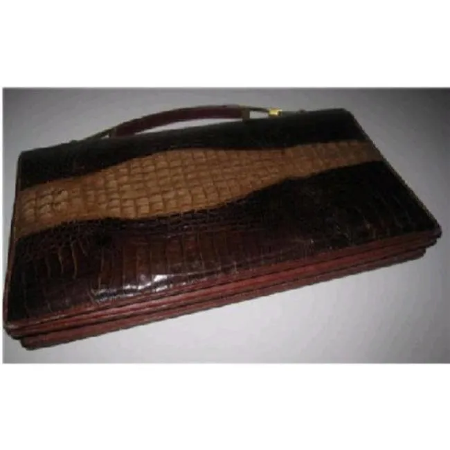 Venus Crocodile Leather Two-way Clutch in Shades of Brown