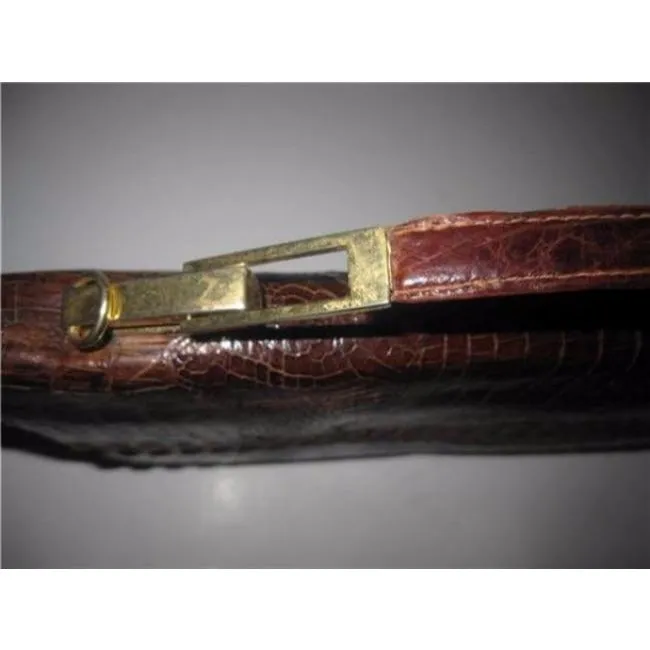 Venus Crocodile Leather Two-way Clutch in Shades of Brown