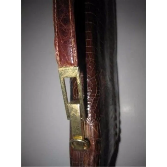 Venus Crocodile Leather Two-way Clutch in Shades of Brown