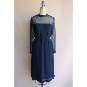 Vintage 1960s Victoria Royal Ltd. Navy Blue Cocktail Dress