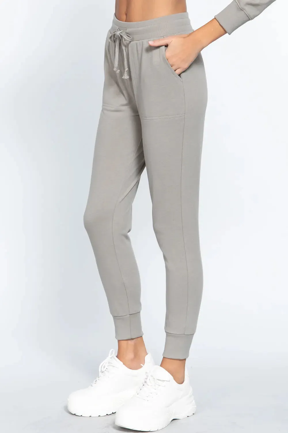 Waist Band Long Sweatpants With Pockets