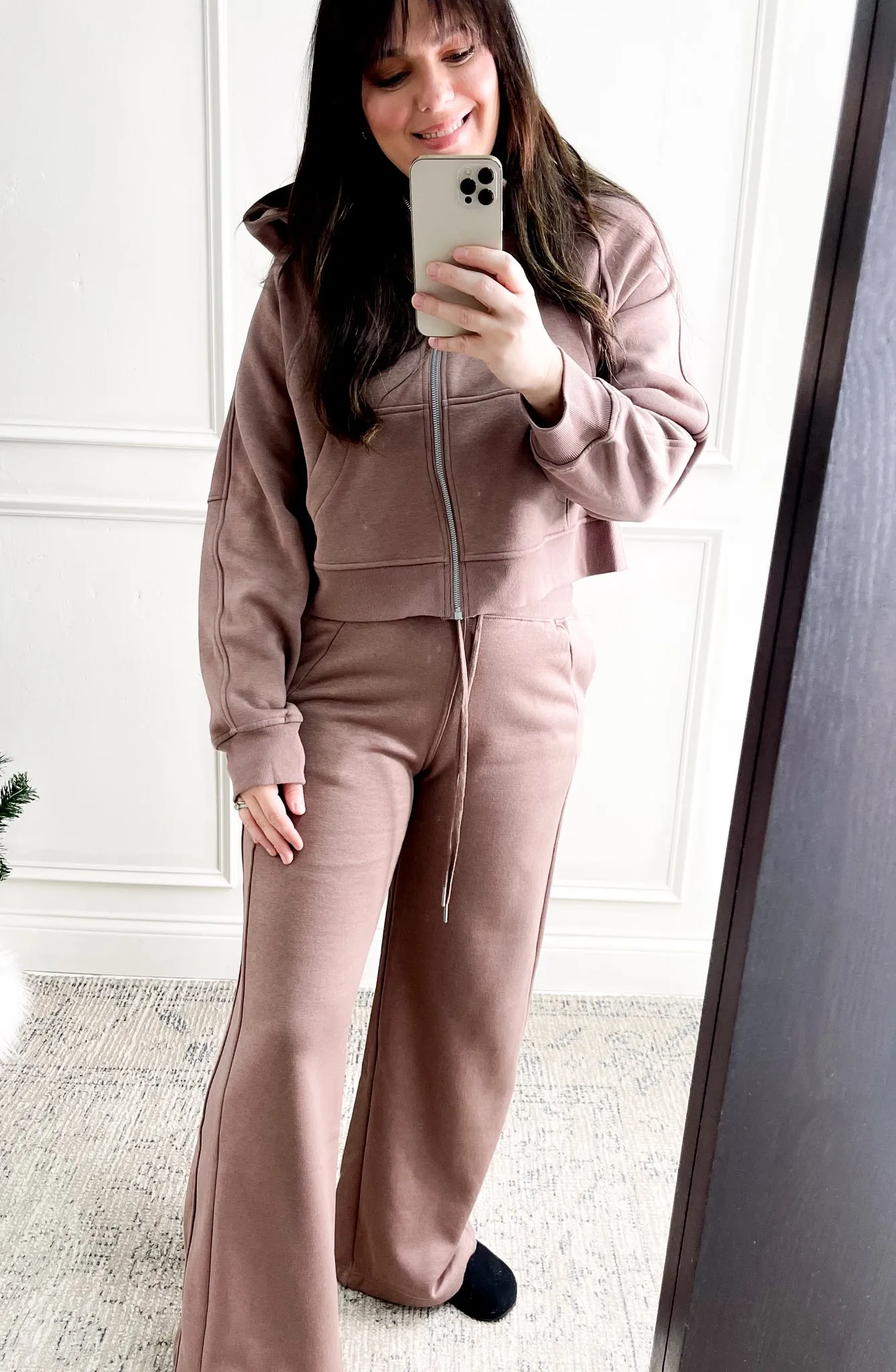 Wide Leg Seam Detail Drawstring Sweatpants