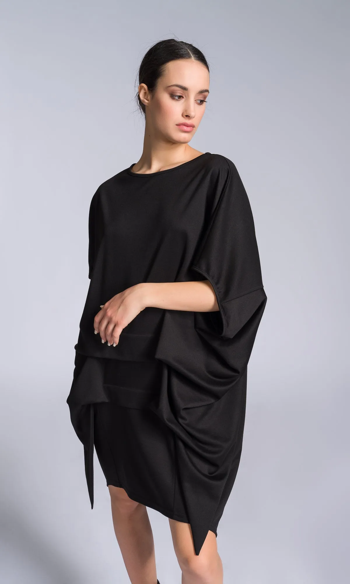 Wide Tucks Asymmetric Dress