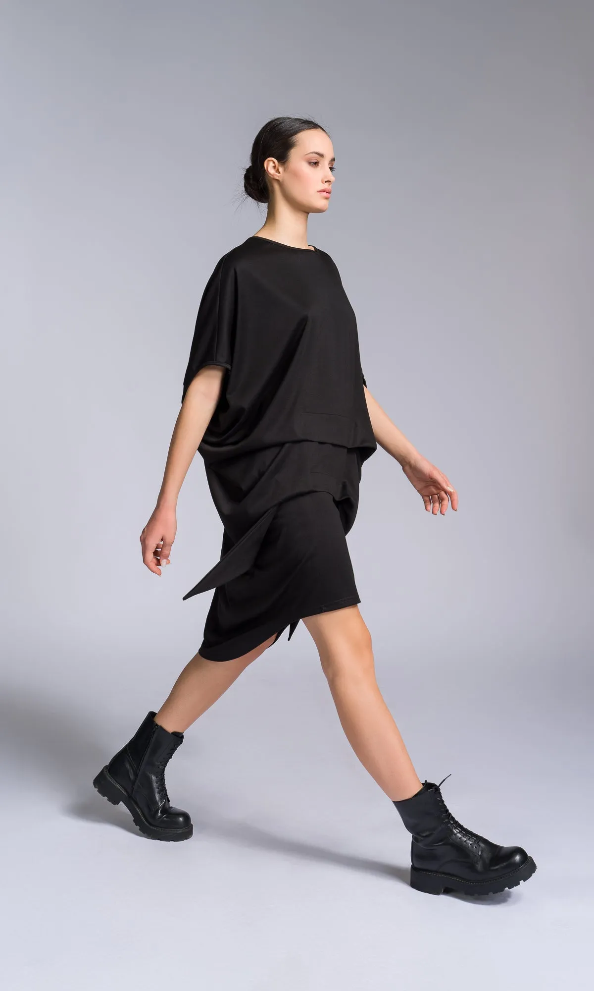 Wide Tucks Asymmetric Dress