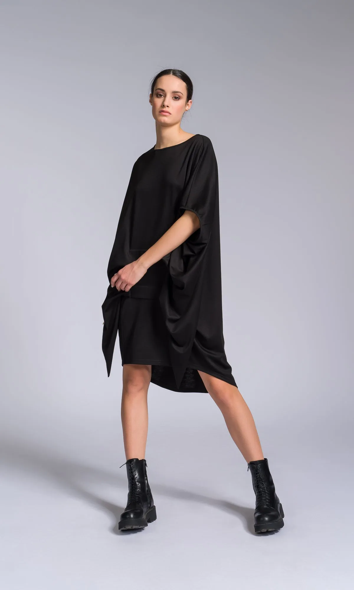 Wide Tucks Asymmetric Dress