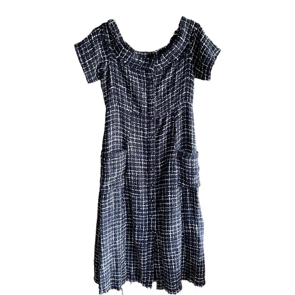 Zara Tweed Midi Dress ASO Queen Letizia Spain Blogger Favorite XL New
