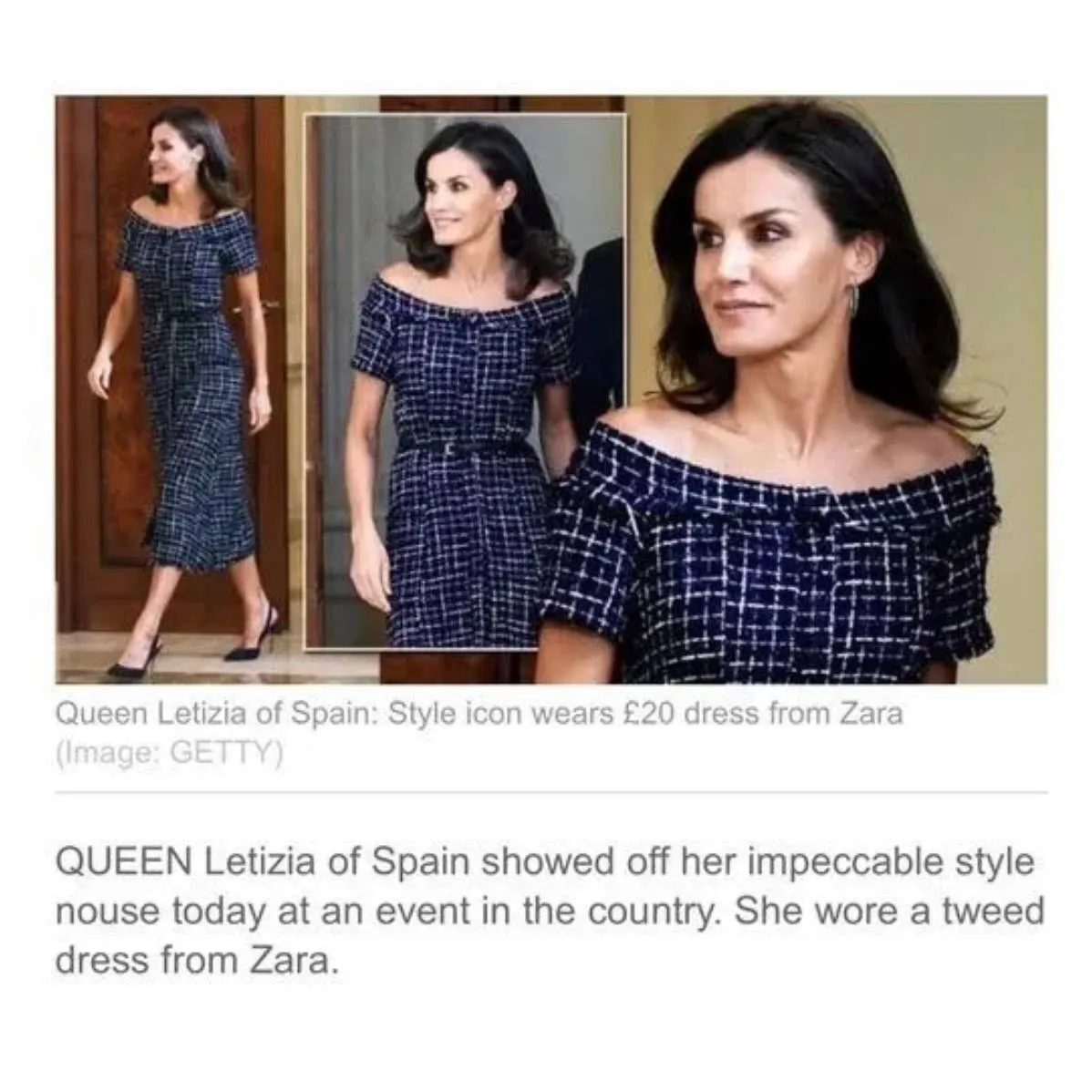 Zara Tweed Midi Dress ASO Queen Letizia Spain Blogger Favorite XL New