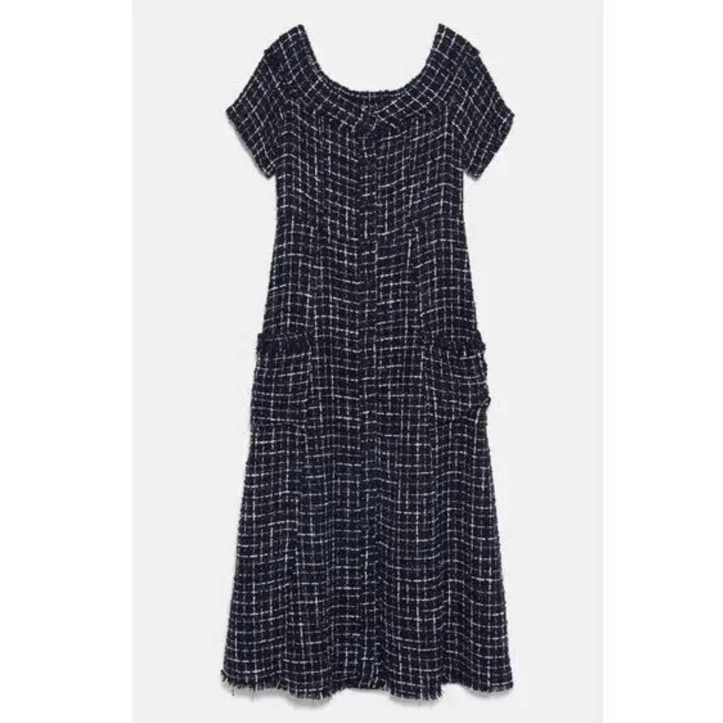 Zara Tweed Midi Dress ASO Queen Letizia Spain Blogger Favorite XL New